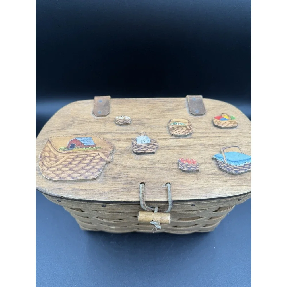 Longaberger 1984 Small Purse Basket 👜🧺 w/ Protector & Basket Accents on Lid